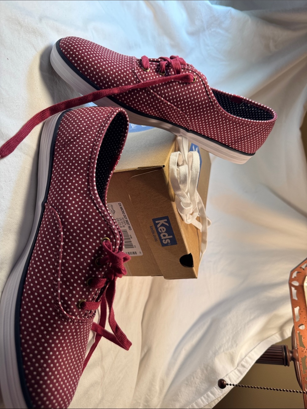 New Keds Maroon Polka Dot Low-Top Sneakers size 11